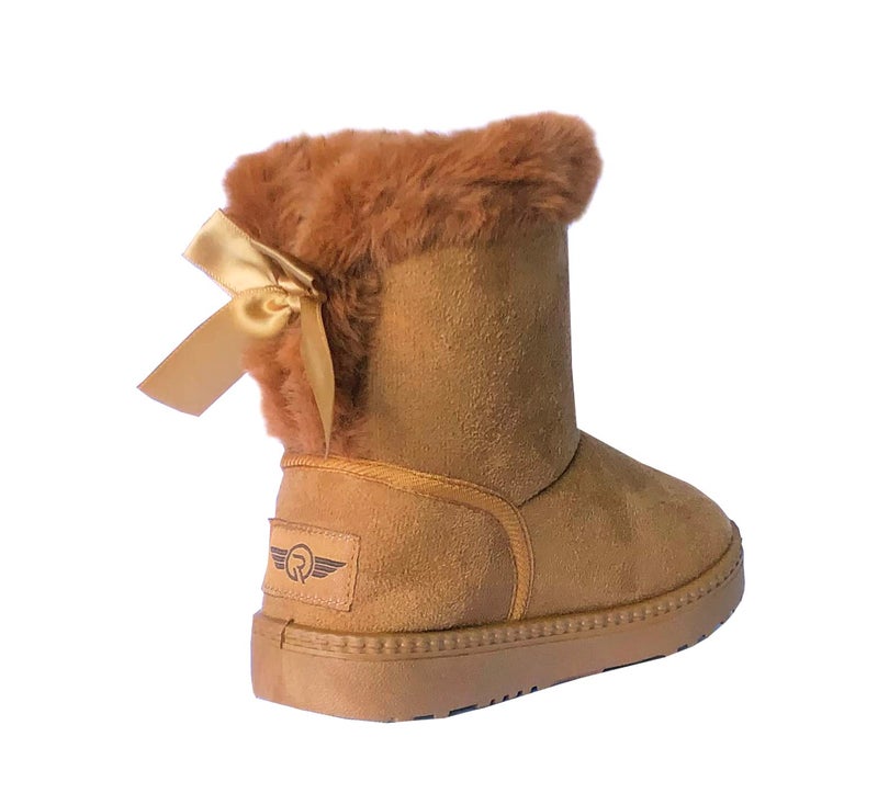 REDVOLUTION Kid Boots Toddler Girls Cute Butterfly Bow Snow Boot (375 camel, small kid 12) - Image 4